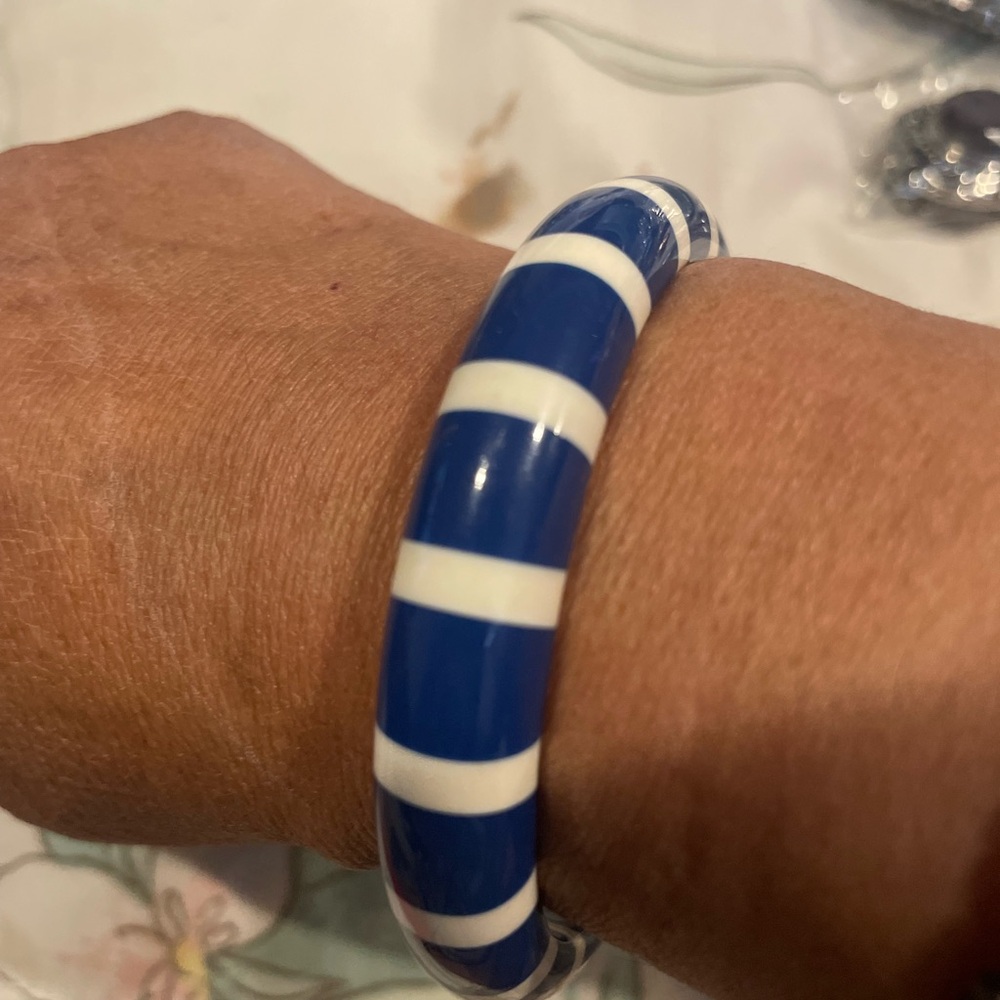 Blue and White Striped Bracelet